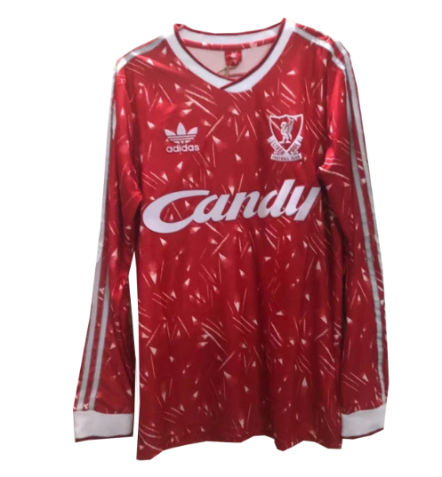 1989-1991 Liverpool Retro Long Sleeve Home Kit Soccer Jersey